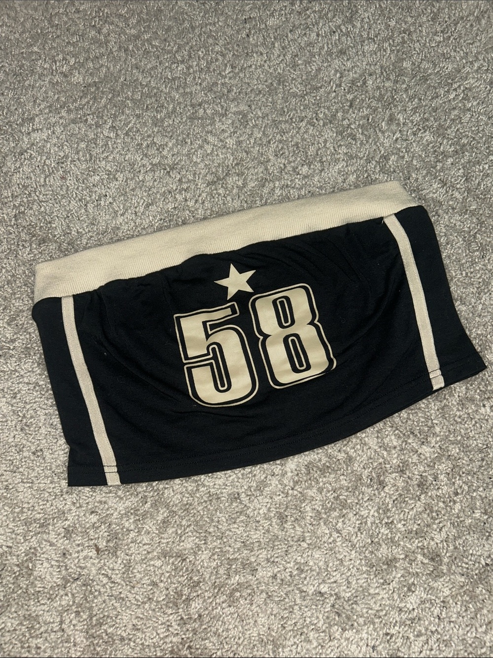 Black & Cream '58' Strapless Crop Tube Top - Picture 2 of 4